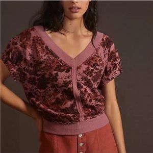 Pilcro V-Neck Floral Sweatshirt NWT
